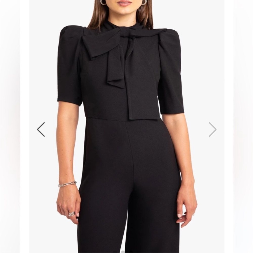 BLACK HALO Eve by Laurel Berman Ara Bow Jumpsuit NWT black, size 0 elegant party - Picture 2 of 12
